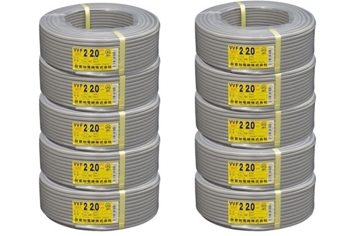 未使用 バラ売可！！　愛知電線 8巻きセット VVF VVFケーブル 2.0-2c 2×2.0mm 100m×8巻き