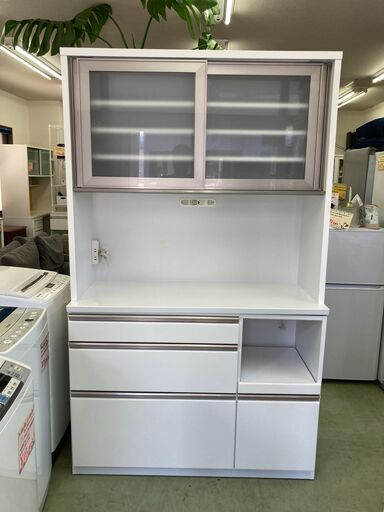 【お取引中】幅120 オープンボード 食器棚 キッチンボード ホワイトエナメルレンジボード★5350★