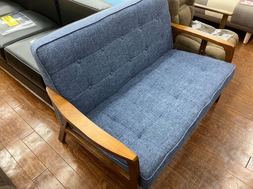 2Pソファ リビング家具 ブルー No.1334● ※現金、クレジット、スマホ決済対応※