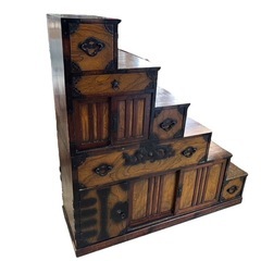 NO.1639 【傷多め】 仙台箪笥 仙臺箪笥 階段箪笥 和箪笥 民芸家具 両面箪笥 6段 中古 