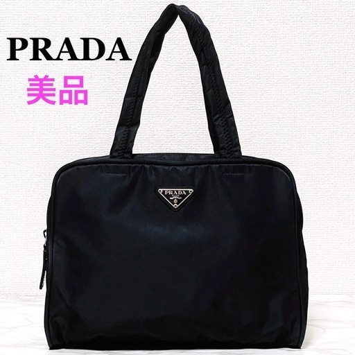 【美品】PRADA プラダ テスートナイロン ハンドバッグ ブラック