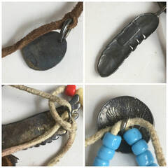 🔷🔶🔷ut27/24 ヴィンテージ イーグル/フェザー/コイン ネックレス ビーズ シルバー925 ペンダント インディアン アクセサリー 羽 鷲 革紐○🔷🔶🔷