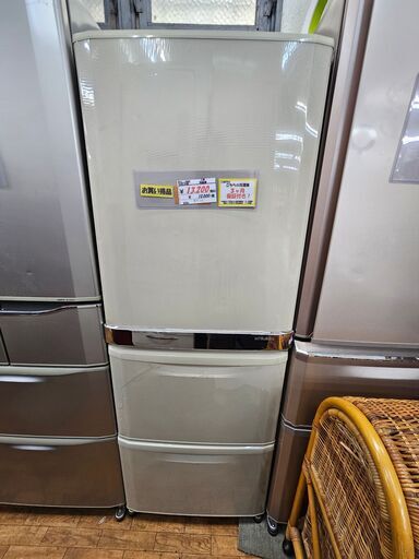 【リサイクルショップどりーむ鹿大前店】No.10445　三菱　3ドア冷蔵庫　2008年製　全体容量330L　自動製氷機能付き　ファミリー向けのサイズです♪