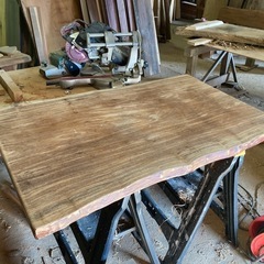 【希少】花梨／カリン／一枚板／耳つき／スポルテッド