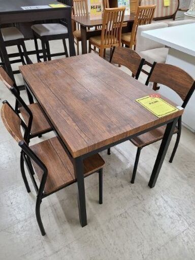 J7355　ダイニングテーブルセット　ブラウン　イス4脚付　クリーニング済　【リユースのサカイ柏店】