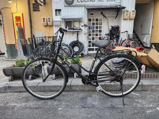 ママチャリ　２６インチ　ライト　カゴ　付き　黒　配達可能