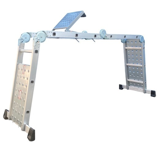 ○新品/正規品■多機能アルミ製ハシゴ 対荷重150kg 高さ 約90cm 幅 約34cm 3段 ステップ付き 立ち馬 足場台 洗車台■ジモティ姫路