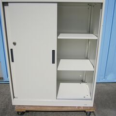 引違い書庫 ホワイト 鍵あり オカムラ製 ヴィラージュ 900x450x1100