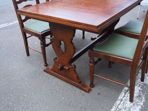 ◇輸入家具 ドローリーフ スライド伸縮 ウッド ダイニング セット  