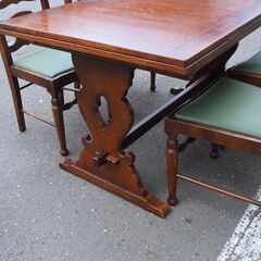 ◆輸入家具 ドローリーフ　スライド伸縮 ウッド ダイニング セット テーブル チェア　英国調◆