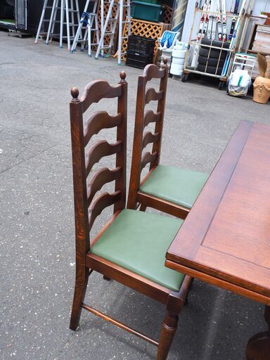 ◇輸入家具 ドローリーフ スライド伸縮 ウッド ダイニング セット  