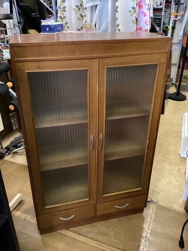 万代店 レトロガラス戸棚 飾り箪笥