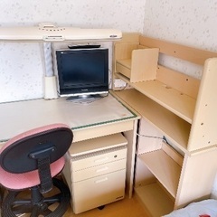 【美品】くろがね学習机と椅子 美品✨くろがね学習机 本棚 椅子付き