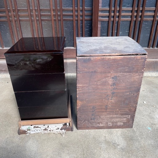重箱4段 共箱付 アンティーク　骨董