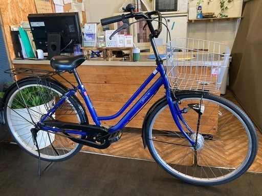 タイヤ前後新品！】26インチ自転車 ブルー