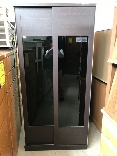 スライド式ワードローブ　スライド クローゼット ワードローブ クローゼット 幅90cm 洋服ダンス 衣類収納 木目調クローゼット 洋服収納 洋タンス 箪笥 おしゃれ クリーニング済 堺市 石津【ジャングルジャングルサカイ石津店】