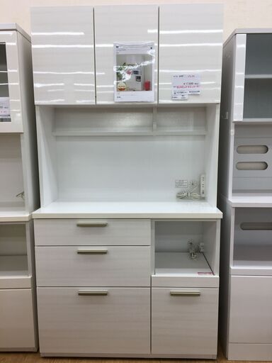 ★ジモティ割あり★ ニトリ NITORI ソレル 食器棚 白 W100×D42×H191 クリーニング済み SJ6353