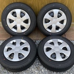 札幌搬入可 新車外し 超美品 BRIDGESTONE ECOPIA EP150 155/70R13 75S スズキ純正 エブリィワゴン DA17W ホイールキャップ付 スチールホイール4本セット