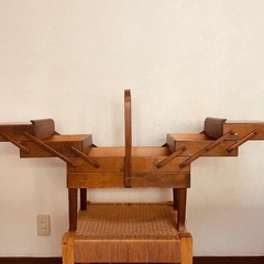 アンティーク ノルウェー 脚付ソーイングボックス