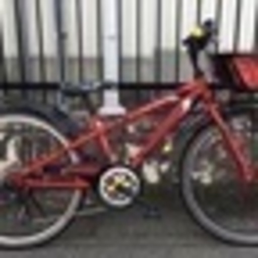 ＜整備済・美品車＞ブリヂストン 24インチ・ジュニア自転車・LEDライト・レッド・シマノ外装6段変速・・チューブ前後とも新品・鍵付き
