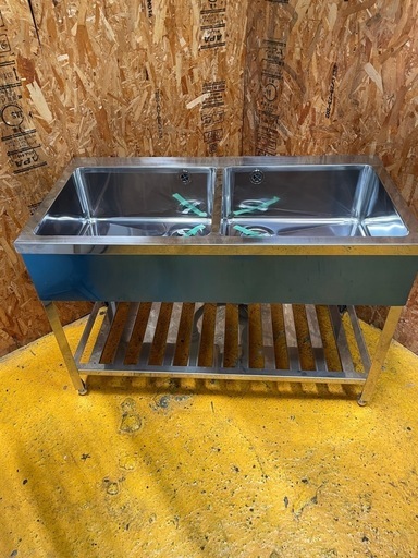 (s6579) 業務用 ステンレス 2槽シンク W1200D600H800 流し台 厨房 飲食店 新品未使用 直接お引き取りも大歓迎 大阪