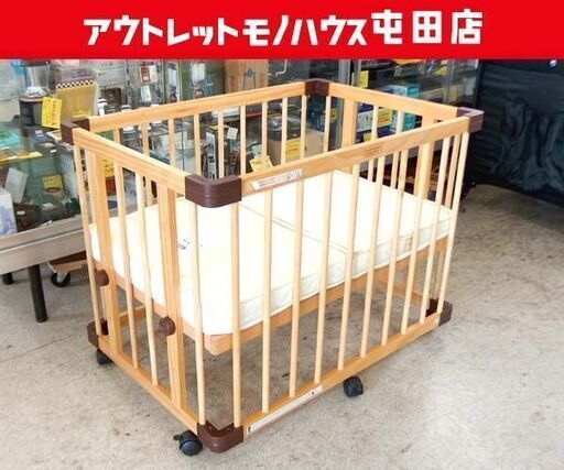 farska ベビーベッド 内寸90×60cm ナチュラル マットレス付き 木製 キャスター付き 新生児 赤ちゃん ベビー用品☆ 札幌市北 屯田
