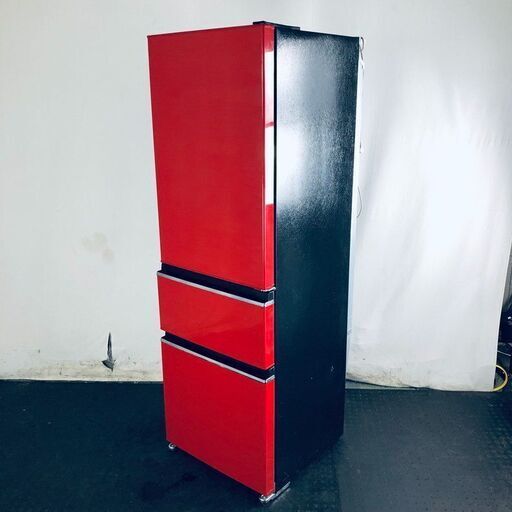 ID:rc12454 【自社配送エリア内限定】三菱 MITSUBISHI 冷蔵庫 ファミリー 中古 2018年製 3ドア 365L レッド ファン式 右開き MR-CX37EC-R  【リユース品：状態C】【送料無料】【設置費用無料】