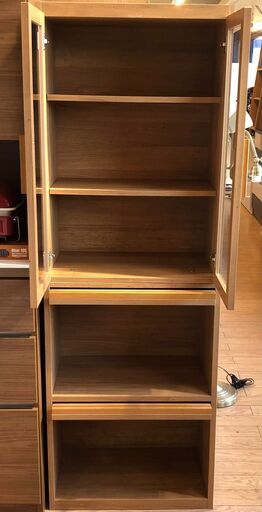 ジモティー割あり】【ジャングル守口店】食器棚 ホワイト フラップ収納 