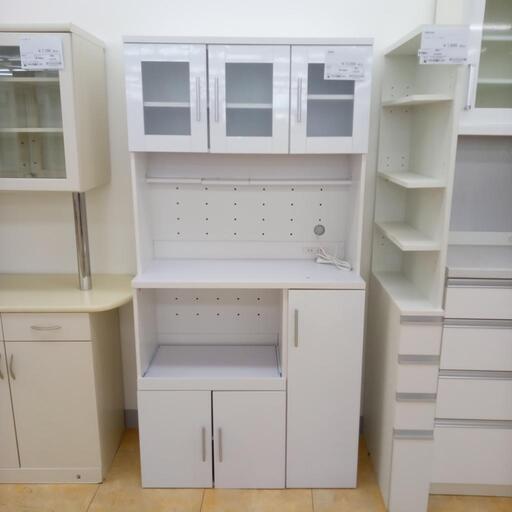 お値下げしました！★ジモティ割あり★  食器棚 白 H91×D40×W180 クリーニング済み OJ5136