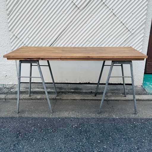 【武蔵小山店】 インダストリアル　作業台　テーブル　アイアン　木製　検　ビンテージ　ジャーナルスタンダード　アクメファニチャー　アクメ　関家具　クラッシュゲート　ノットアンティークス　アンティーク　ワークデスク　ワーキングテーブル　フランス　カフェ　ソファ　テーブル