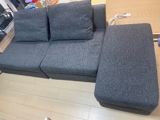 美品】【LOWYA】3人掛け 組換え カウチソファー ダークグレー 嬉しく
