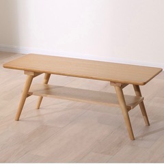 棚付き天然木センターテーブル