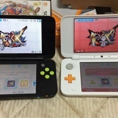 2人遊びに new任天堂2DSLL 2台 充電器2つ MHXXソフト2つ 太鼓の達人