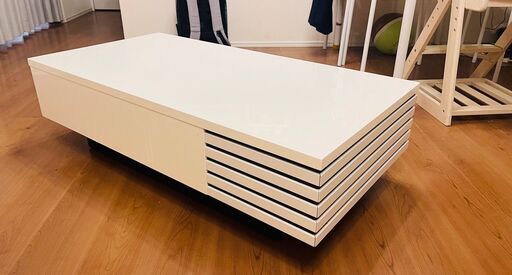[高級－日本製]　ダイニングテーブル ホワイト 幅110×奥行55×高さ31cm
