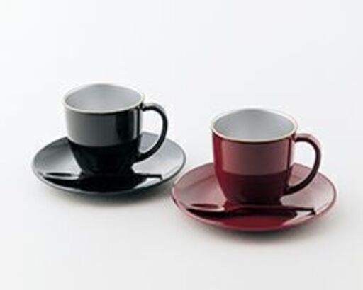 ■定価11000円伊予桜井漆器コーヒーカップペア■新品■平成皇太子使用漆器■