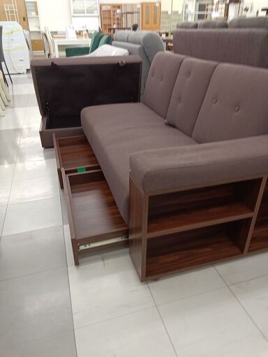 ☆ジモティ割あり☆ 三人掛けソファー ブラウン H72×D78×W204  