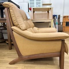 【ドリーム川西店御来店限定】 カリモク 肘掛椅子 白茶 H87×W95×D90 クリーニング済み 【2001237255601732】