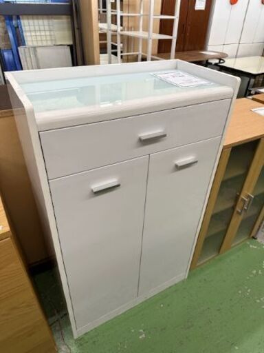 【ドリーム川西店御来店限定】  組立式シューズボックス ホワイト H1150×W702×D350 クリーニング済み 【2001244255600128】