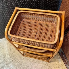 池上店】 ラタン ランドリーバスケット レトロ 収納家具 籐 籐家具 