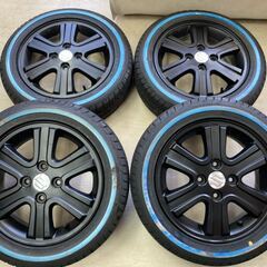 ホワイトリボン 155/65R14 未使用品付き!!スズキ純正 マットブラック  