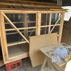 室内用鳥小屋 チーク塗装プラスバーナー焼き目