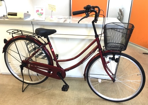 ＜新品同様＞ママチャリ 26インチ自転車・エンジ・LEDライト・鍵付き