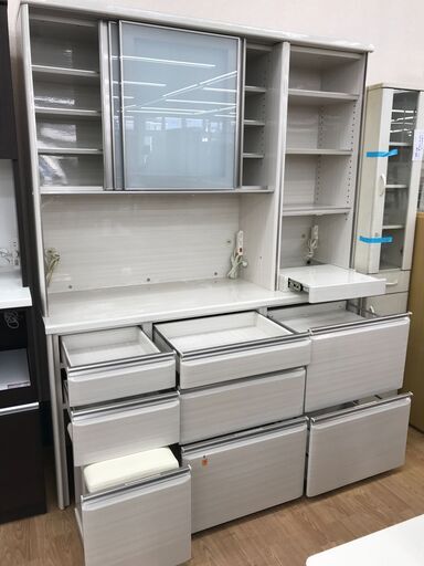 ★ジモティ割あり★ シギヤマ家具 食器棚 ホワイト H200×W159×D50 クリーニング済み KJ5823