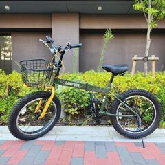 愛知県限定 キャプテンスタッグ 折りたたみ自転車 キャンプアウト オリーブ