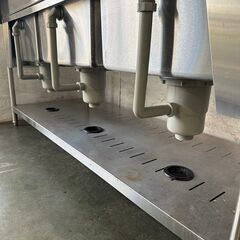 【ステンレスシンク】 ステンレス製 3槽シンク 厨房用品 業務用 バックガードあり W180×D75×H94cm N0287