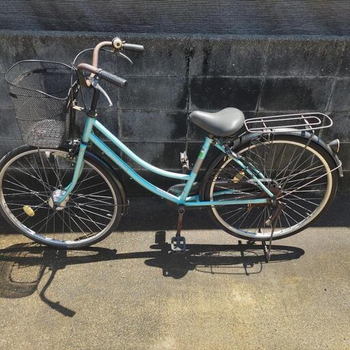 水色自転車、変速ギア無しですが軽く漕げます。