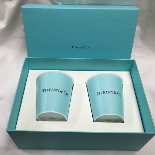 TIFFANY\u0026CO ティファニー ペーパー風 エブリデイ ティファニーブルー ペア マグ カップル 未使用 展示品　堺市 石津【ジャングルジャングルサカイ石津店】