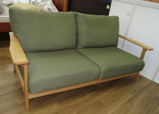 R616 ISSEIKI ERIS 2.5P SOFA ソファ 2.5人用 グリーン 木製 (NA) (GR) Used