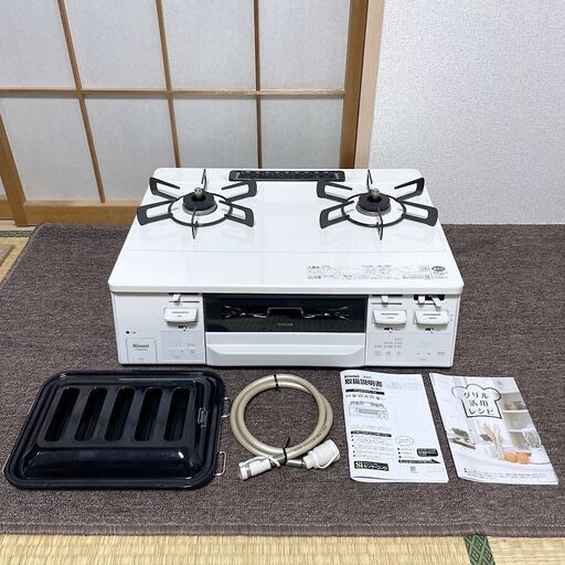 【売約済】2023年製■Rinnai ガスコンロ ホワロ ET66WH4RG-WR リンナイ グリル付き 2口 ガステーブル HOWARO 白 ホワイト ココットプレート