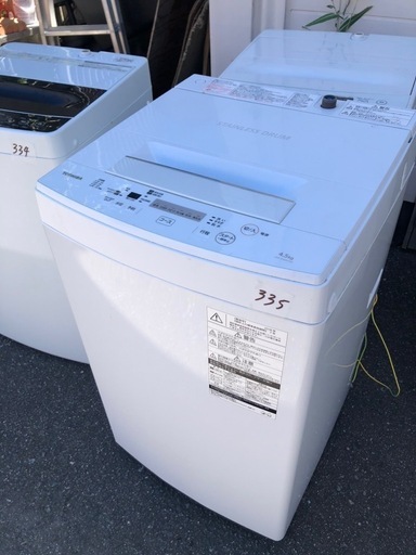 NO 335 福岡市内配送設置無料✨　東芝 全自動洗濯機 4.5kg ピュアホワイト AW-45M5 W